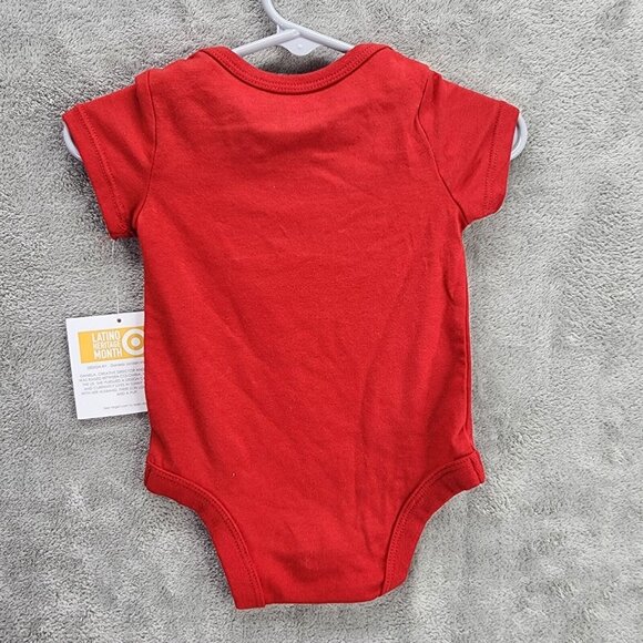 Latino Heritage Month Baby Bodysuit Mas Amor Por Favor Short Sleeve Red 0-3M - Picture 2 of 5